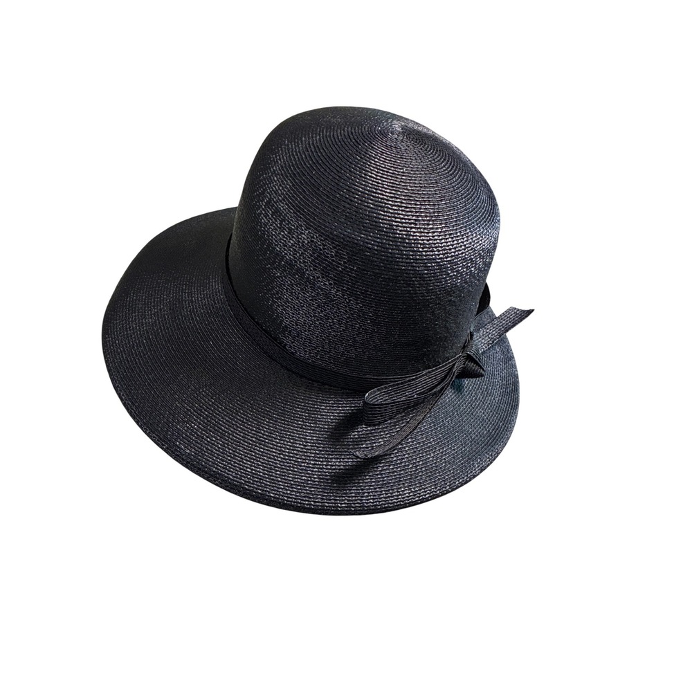 Betmar Vintage Picture Hat Navy Blue bow band Retro Boho Coquette Old Money Chic